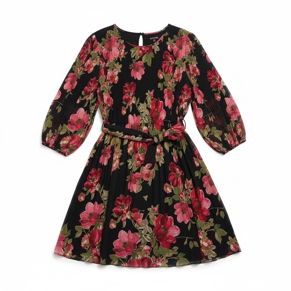 Soft Surroundings Dresses & Skirts - Soft Surroundings Ondine Pleated Mini Dress Black Pink Petals PS NWT